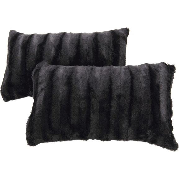 2-Pack: Cheer Collection Faux Fur 12" x 20" Decorative Throw Pillows