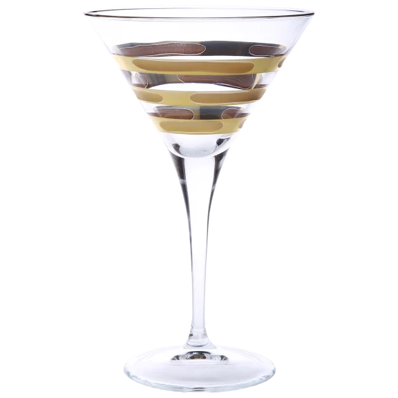 4-Pack: Martini Glasses with 14K Gold Brick Design