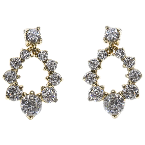 CZ by Kenneth Jay Lane 18K Gold Plated Open Drop Earring