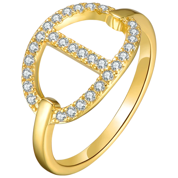 Stella Valentino 14K Gold Plated Cubic Zirconia Modern Ring
