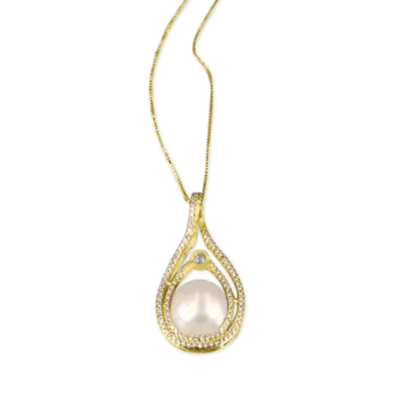 ROYAL FALLS COLLECTION Diamond Encrusted Bliss Pearl Pendant