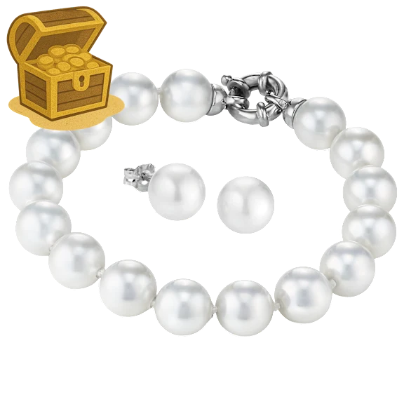 JOIA De Majorca 10mm 7.5" Pearl Bracelet & Stud Earrings