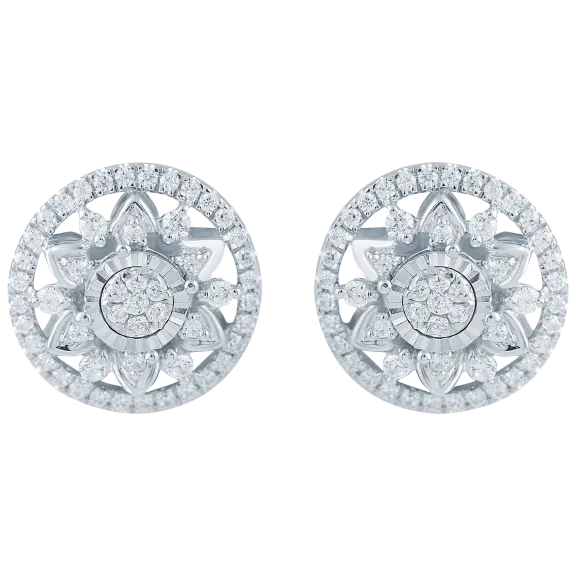 Fifth and Fine 1/2 Carat Diamond Floral Cluster Sterling Silver Earrings