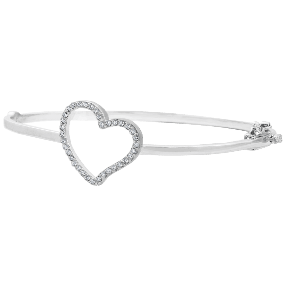 Savvy Cie Sterling Silver 1" Heart Bangle