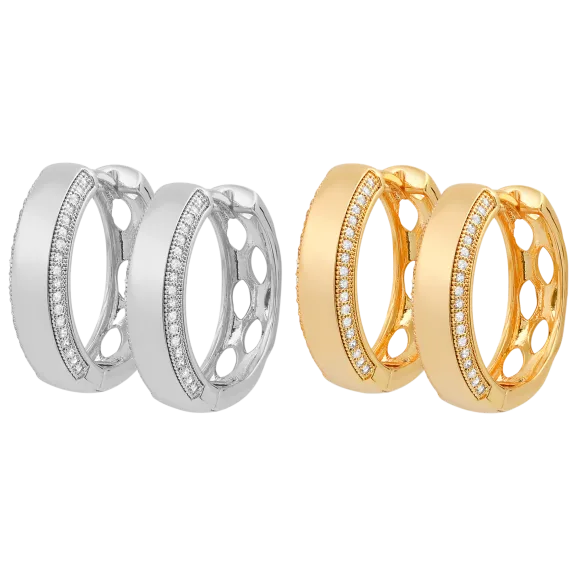 Steeltime Ladies 1/2 ct Simulated Diamonds Hoop Earrings