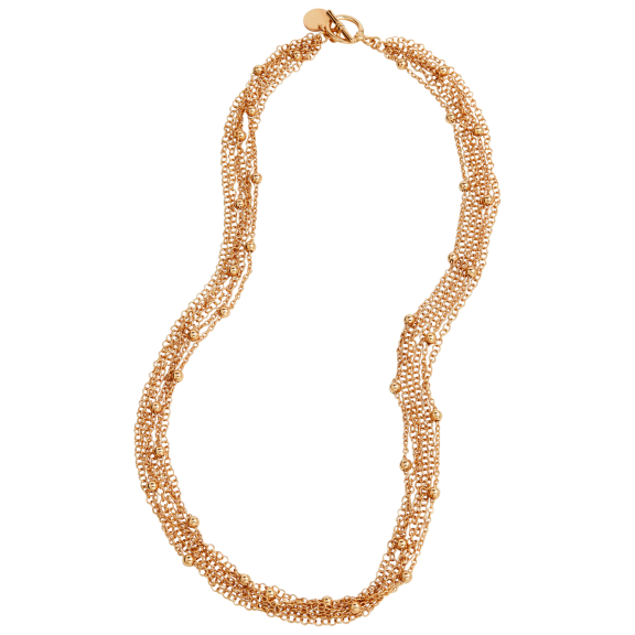 Savvy Cie Multi-Strand Toggle Bead Chain Link Necklace in 18K Gold