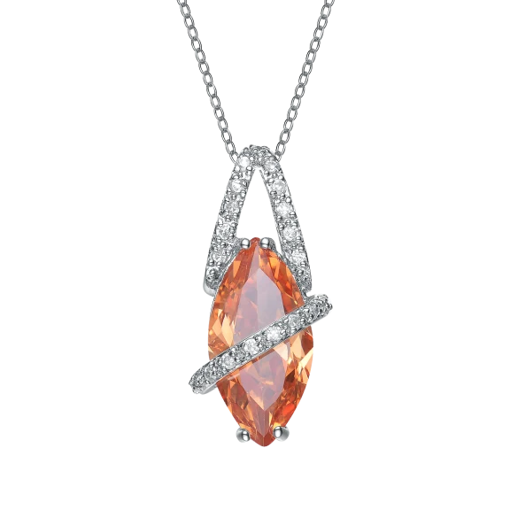 Megan Walford Sterling Silver Marquis Cut Morganite Pendant Necklace