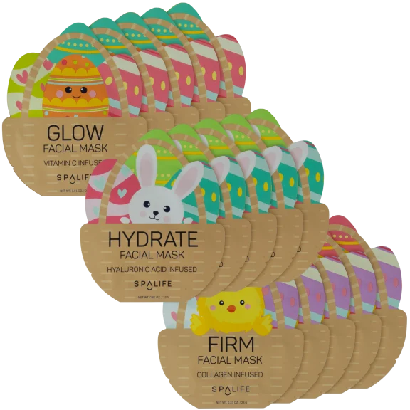 15-Pack Spring Themed Facial Masks (Vitamin C, Collagen, Hyaluronic Acid)