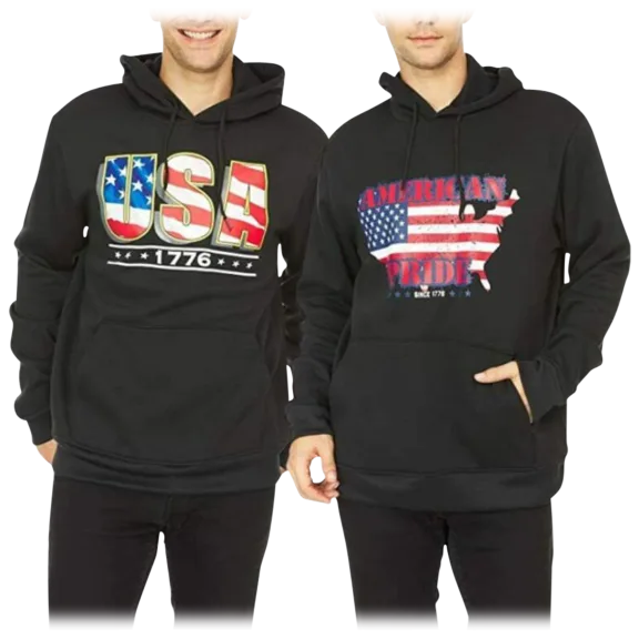 2-Pack: Men's USA Fleece-Lined Pullover Hoodies