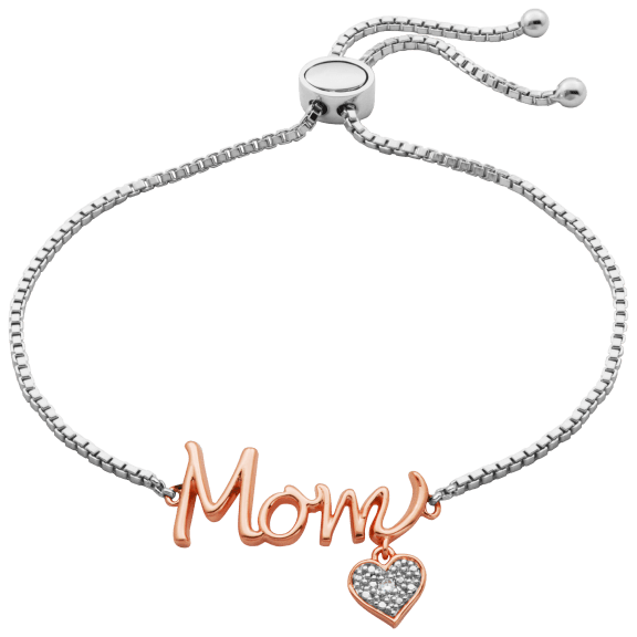 Morgan & Paige Silver and 14K Rose Gold plated "MOM" Bolo Bracelet