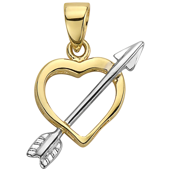 Pori Jewelers 14K Two Toned Gold Small Cupid Arrow Heart Pendant