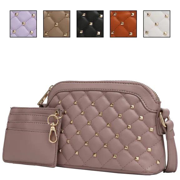 MKF Collection Tianna Quilted Crossbody Bag with Matching Card Holder by Mia K