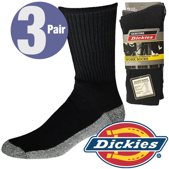 3-Pack of Genuine Dickies Industrial Strength Crew Work Socks