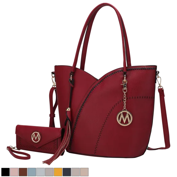 MKF Collection Imogene Two-Tone Whip Stitches Shoulder Bag With Wallet By Mia K