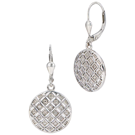 Savvy Cie Sterling Silver Diamond 0.10 Carat TW Honeycomb Drop Earrings