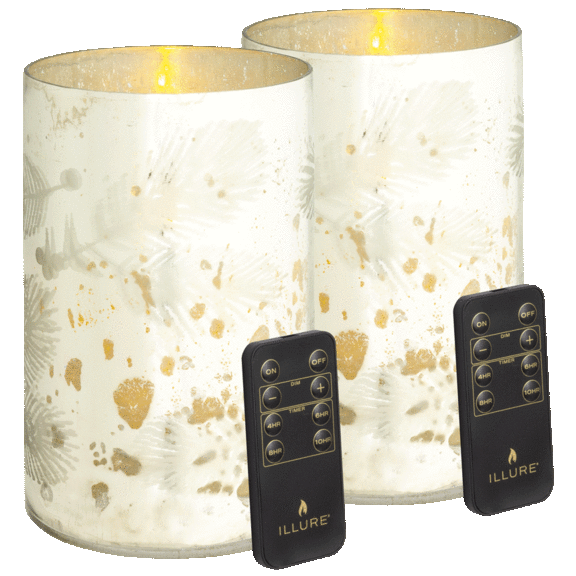 2-Pack: Illure 7.25" Etched Mercury Glass Candle Pillars