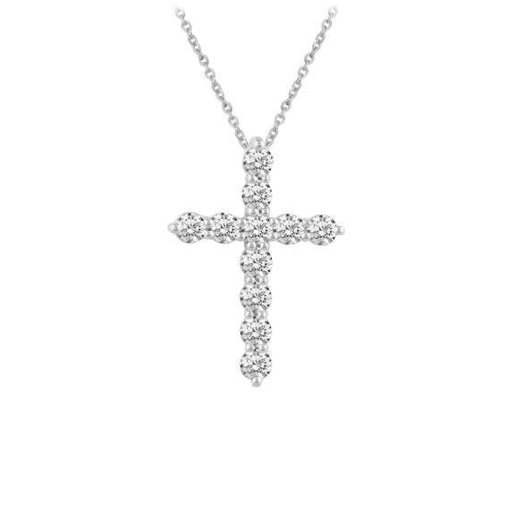 Fifth and Fine Classic Cross Necklace with Diamonds Set in 925 Sterling Silver