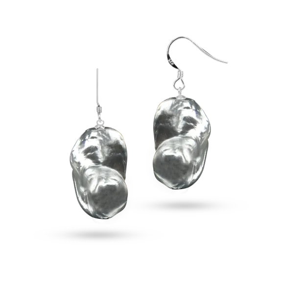 POLYNESIA COLLECTION 20mm Giant Baroque Pearl Earrings on 18K White Gold