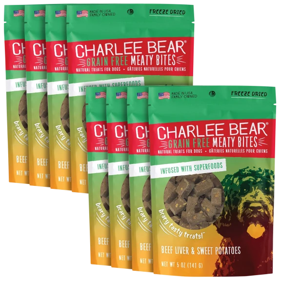 8-Pack: Charlee Bear Meaty Bites Freeze Dried Beef & Sweet Potato Dog Treats