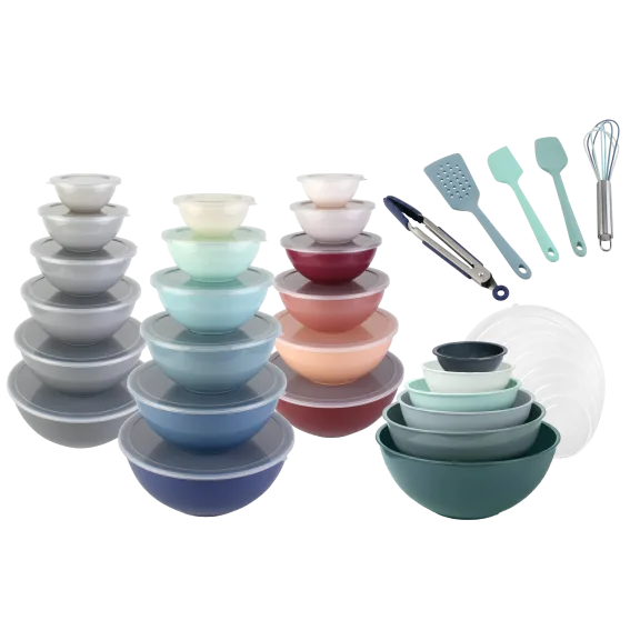 Cook with Color 6-Piece Mixing Bowl and 5-Piece Utensil Set