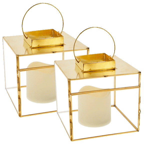 2-Pack: South Street Loft Glass Lanterns with Remote