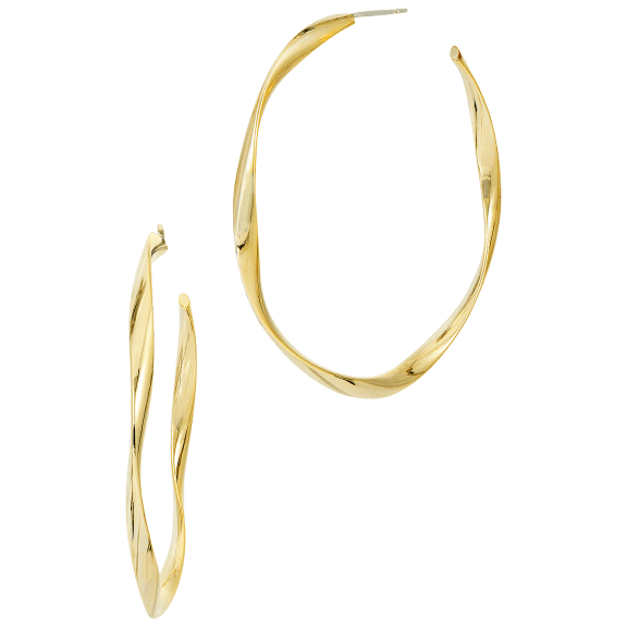 Savvy Cie 18K Gold Plated Fancy Fashion 2" Hoop Earrings