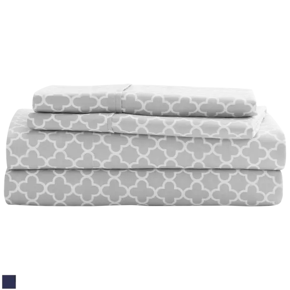 Cloth And Gable Premium Ultra Soft Quadrafoil Pattern 4-Piece Bed Sheet Set