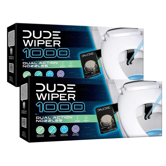 2-Pack: DUDE Wiper 1000 Self-Cleaning Dual-Nozzle Bidet Attachment