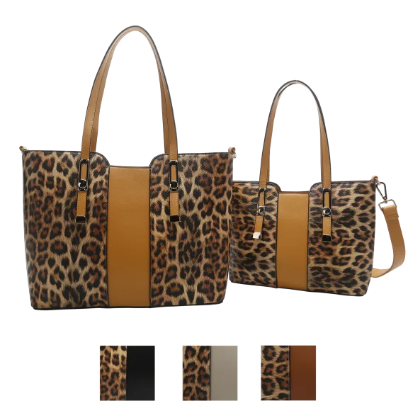 La Terre Fashion 2-Piece Leopard Print Handbag Set