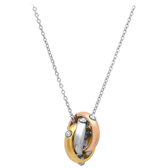 Ladies Simulated Diamond Inlay 18k Gold/Rose Gold Plated Necklace