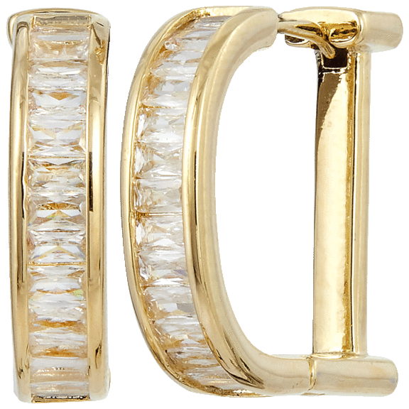 Savvy Cie Channel Set Baguette Hoop Earring
