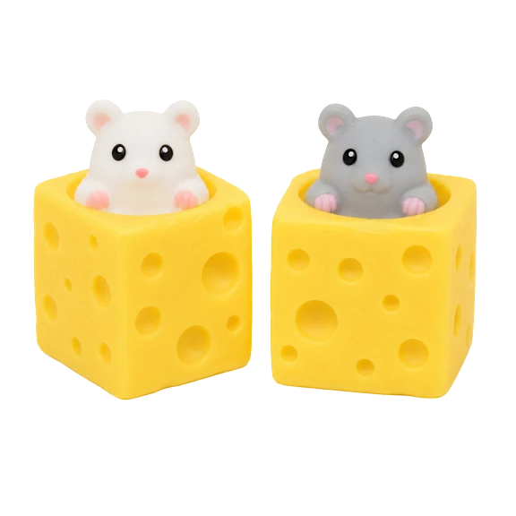3-Pack: Infinite Basics Cheese Mouse Pop-Up Sensory Fidget Toys