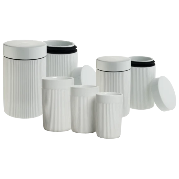 2-Pack: Victor & Victoria Plissé Collection Double Wall Mugs & Storage Jars