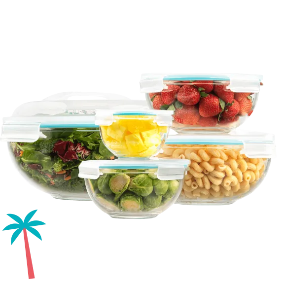 EatNeat 5-Piece Glass Bowl Set with Airtight Locking Lids