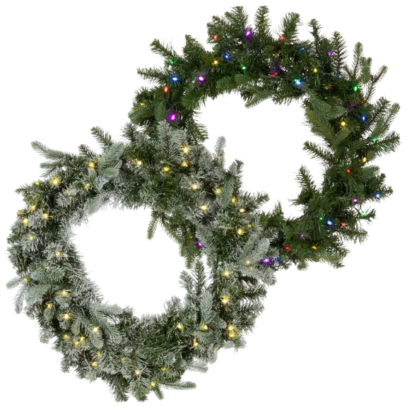 American Tree & Wreath with 60 LED Fairy Lights (24")