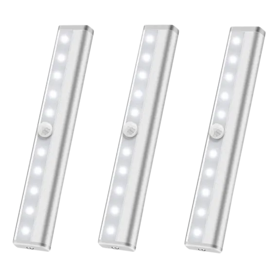 3-Pack: 10 Led Motion Sensor Stick On Light Bars