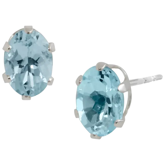 Savvy Cie Sterling Silver Aquamarine Stud Earrings