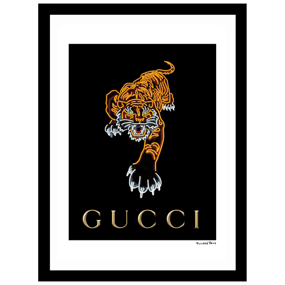 Fairchild Paris Gucci Tiger - 14" x 18" Framed Print
