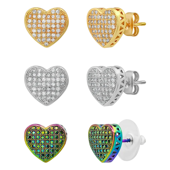 Steeltime Ladies .45ct Simulated Diamond Heart Earrings