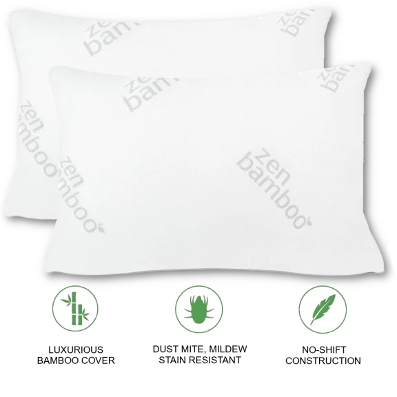 2-Pack: Zen Bamboo Gel-Fiber Filled Pillows