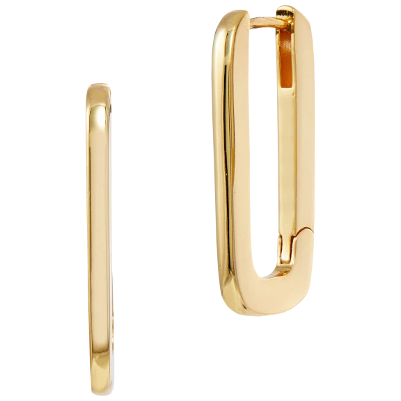Savvy Cie 18K Gold Plated Paperclip Hoop Earrings