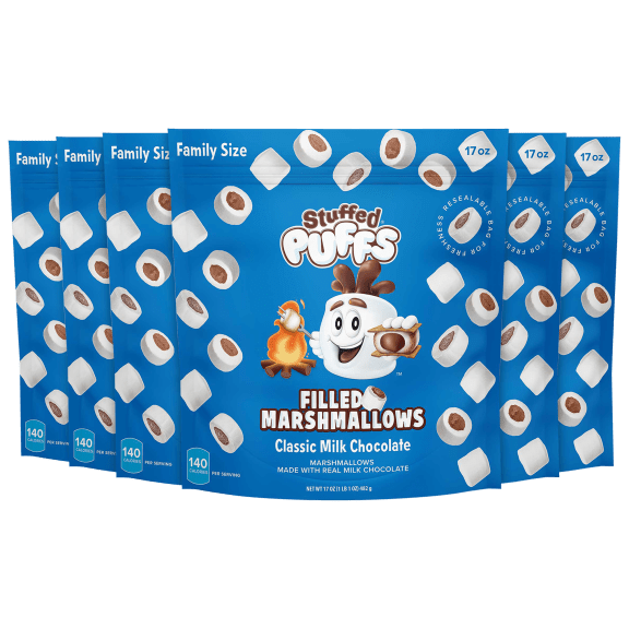 6-Pack: 17oz Stuffed Puffs Milk Chocolate Marshmallows (Best By: 12/31/22)