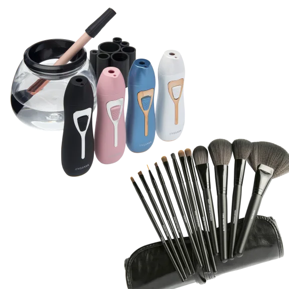 Vivitar Simply Beautiful Makeup Brush Cleaner with 12-Piece Brush Set