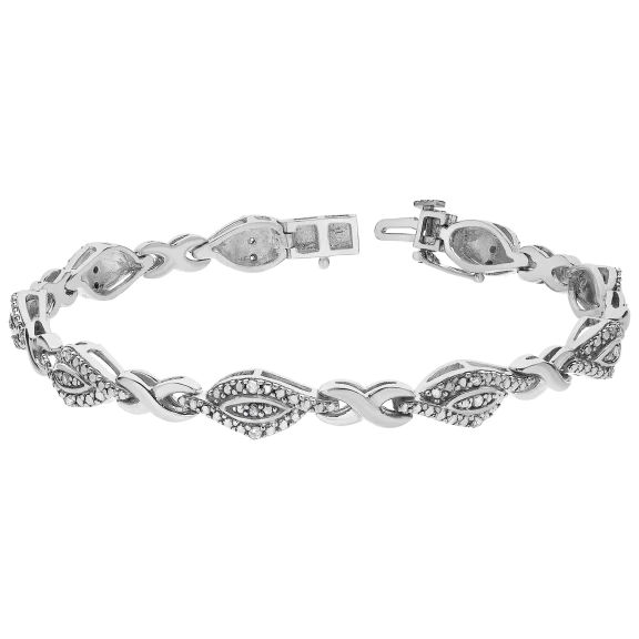 Diamond Muse 1/4 Carat TW Round Cut Natural Diamond X Link Tennis Bracelet