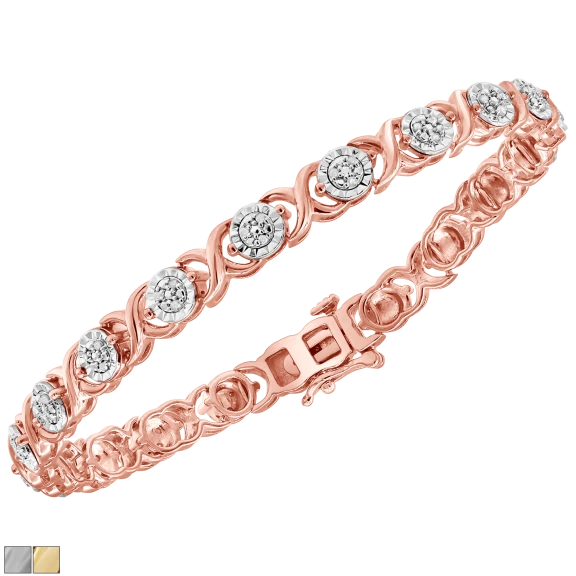 Diamond Muse 1/4 Ct Diamond Round Diamond X Link Bracelets