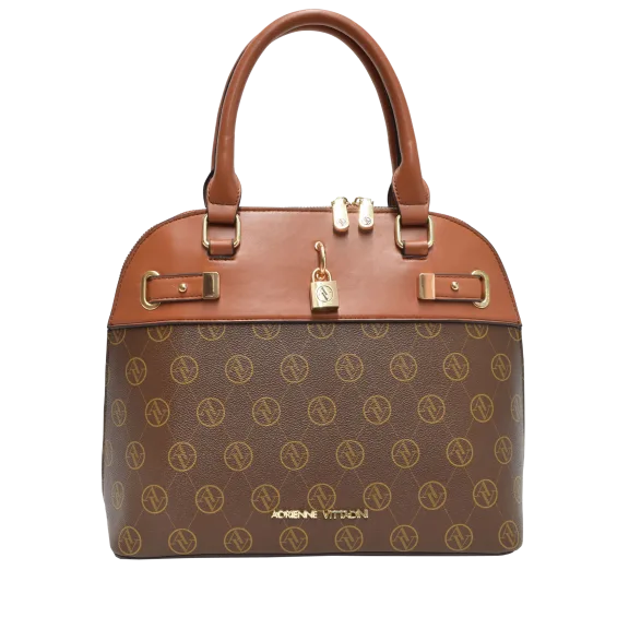 Adrienne Vittadini Signature Collection Dome Satchel with Lock Key