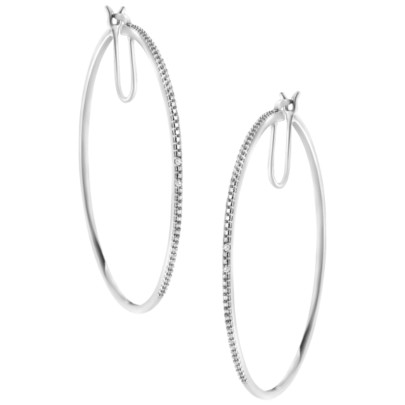 Haus of Brilliance .925 Sterling Silver Diamond Accent Hoops Earrings