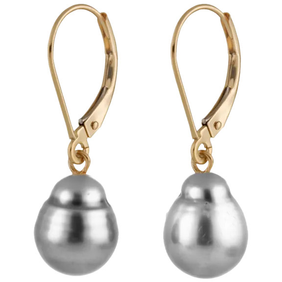 Splendid Pearls Tahitian Pearl 14k Gold Earrings