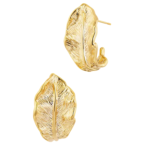 Savvy Cie Leaf Hoop Earrings