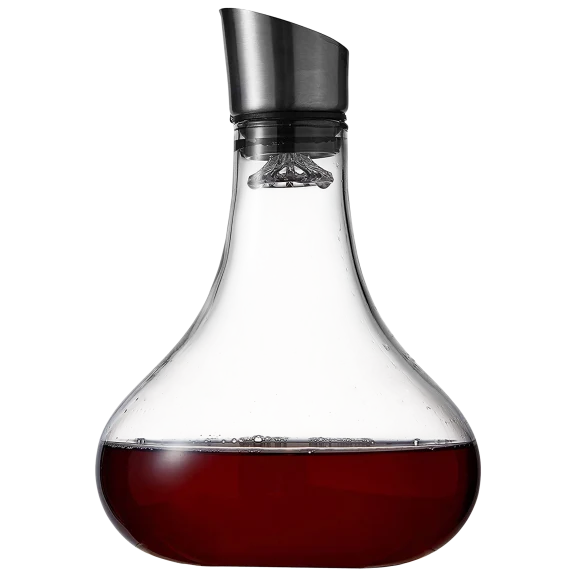 Eravino Aerating Wine Decanter, Stainless Steel Filter Pourer Lid, Crystal Glass